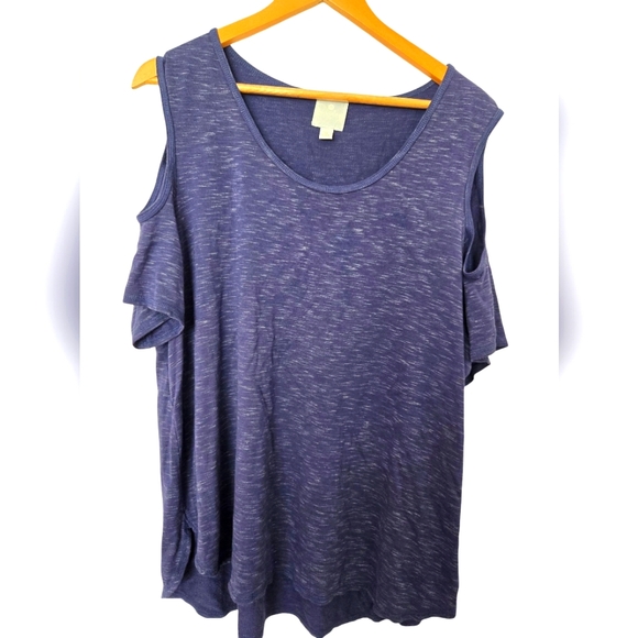 Sunday Best Blue Cold Shoulder Top Size 2x - Picture 1 of 3